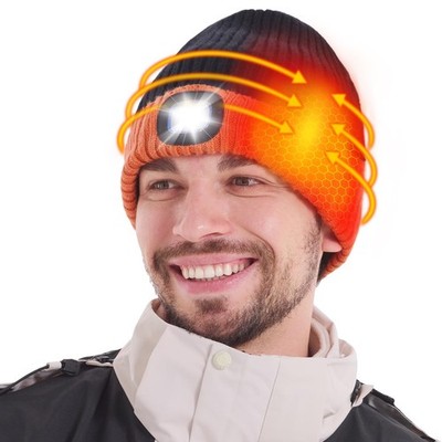 Woomer Heated Hat Led Light Knit Heated Beanie 5V 4000Mah Rechargeable Battery