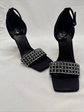 Guess Saile Rhinestone Satin Black Dress Stilettos Size 8M