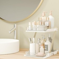 2 Tier Pull Out Organizer Under Sink Bathroom Kitchen Cabinet Storage Clear