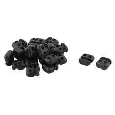 Plastic Double Hole Toggle Coat Drawstring Cord Adjust Lock Black 20 Pcs