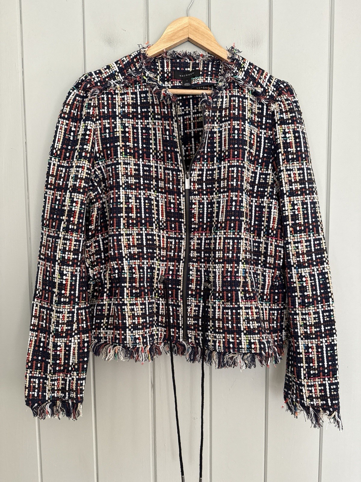 Halogen Tweed Jacket L Large Multicolor Blazer Fu… - image 1