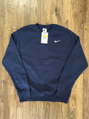 NIKE Training Crewneck Sweatshirt Men's Pullover Fleece SMALL NAVY BLUE Swoosh