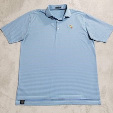 Turtleson Polo Shirt Mens Large Blue Striped Golf Performance Stretch Logo