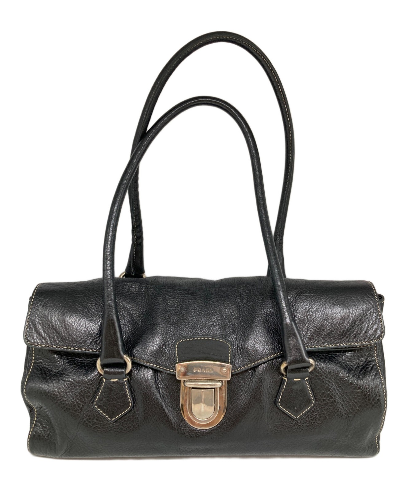PRADA/ Leather handbag, black