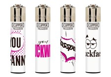 RARE Rude Words Clipper Lighters Funny Cool Clippers Lighter Refillable Gas Pink