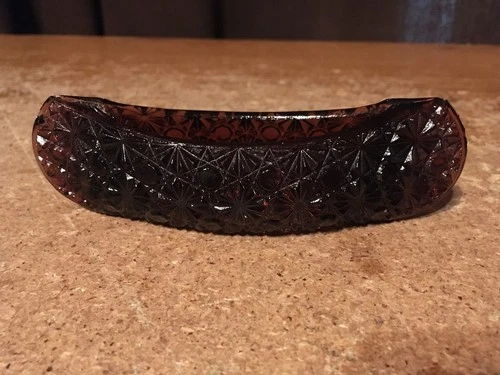 VINTAGE FENTON ART GLASS PURPLE AMETHYST CANOE BOAT TRINKET DISH / WRONGWAY052