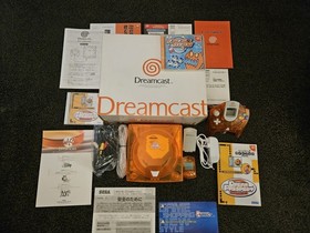 SEGA Dreamcast Orange CIB ChuChu Rocket 220V+ GDEMU 128GB + OG Parts + Vib Pack 