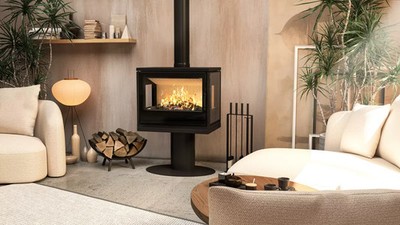 Kaminofen Hitze CUBO CF 3S 700 3 Scheiben 8,5 kW Stahl Ökodesign BlmSchV II Mont