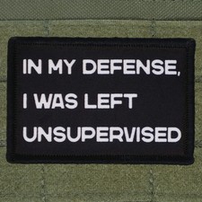 In My Defense Patch Moral Tactical Meme Military Army USA Made Hook & Loop 3x2