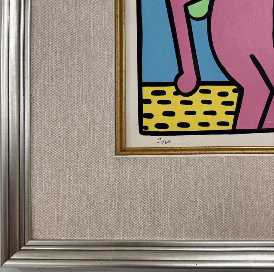 Litografía Keith Haring estilo firmado, estampado, mate y enmarcado 1958-1990 Foto 4 de 4