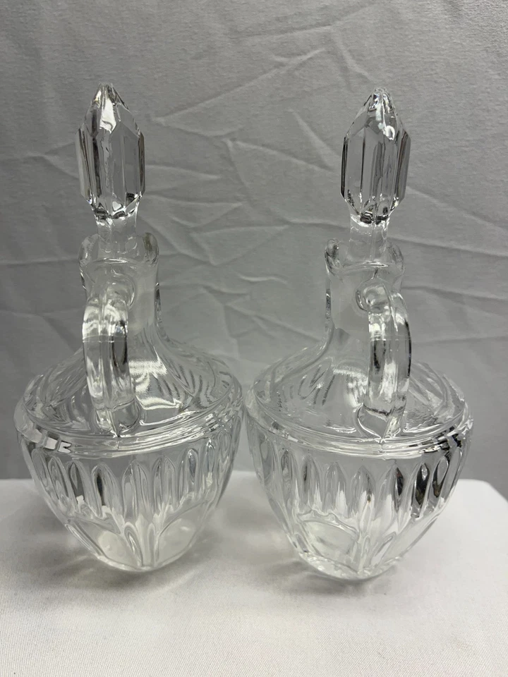 ¡Par de cuevas de cristal con huella digital vertical Princess House vintage con tapones! Bonito Foto 4 de 4