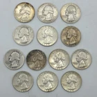 (Lot of 13) Silver Washington Quarters 90% 1945–1964 P D S Mints AU/XF Coin Lot