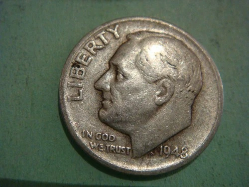 1948 S Roosevelt Dime Semi Key Date Silver album filler, actual coin in photo