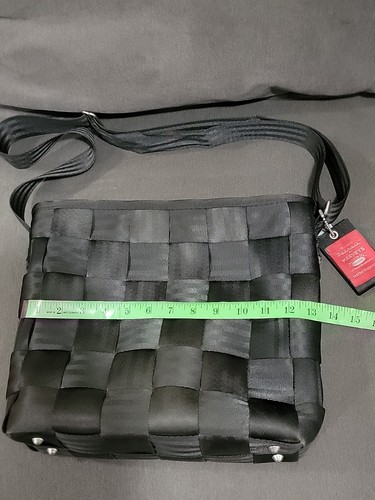 RAR! Harveys Hergestellt in den USA Sicherheitsgurt Reißverschluss Tasche Schwarz Medium Messenger Crossbody - Bild 10 von 12