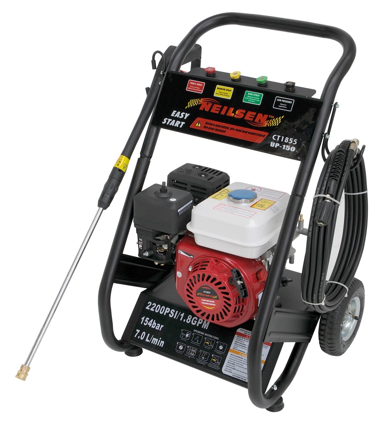 6.5hp 2200psi petrol pressure washer 10 meter hose