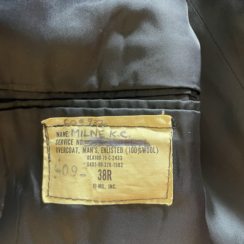 Vtg 1970s Navy Black Wool Peacoat Overcoat Pewter Buttons Enlisted Men Size 38R - Picture 8 of 8