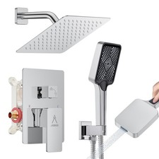 Shower System Modern Rain 8 inches Brass Faucet Set With Valve and Diverter S...