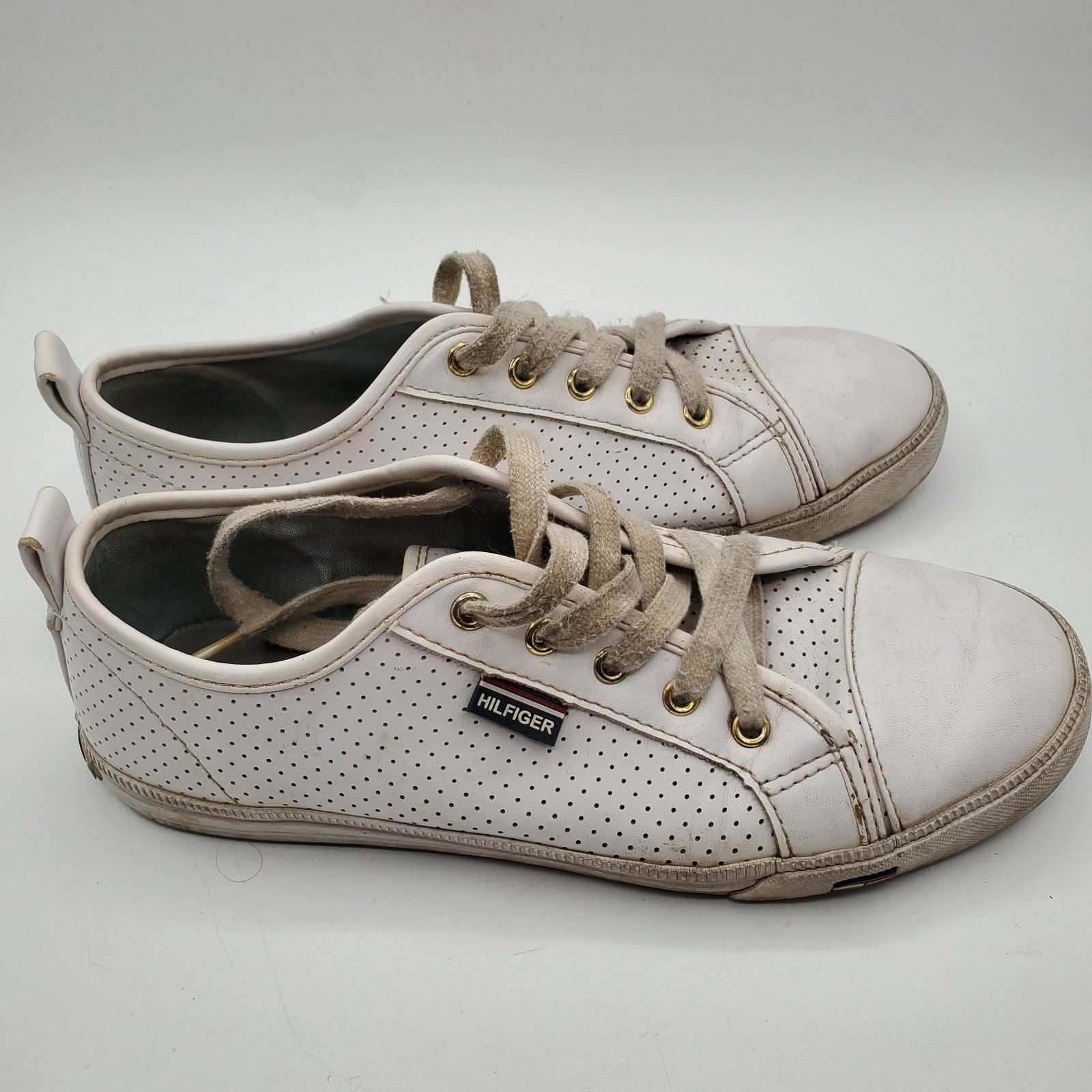 Tommy Hilfiger Twanibel-R Tennis Shoes White Perforated Low Top Size 8M MD #222 thumbnail 4