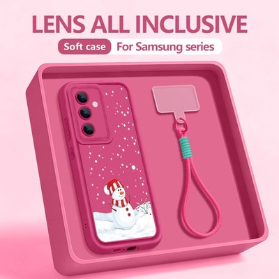 Handyhülle für Samsung S25 Ultra S24 S23 FE A16 A56 A55 Schneemann-Lanyard TPU
