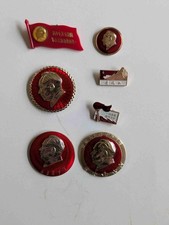 Set of 7 Vintage Communist Party Chairman Mao Pin Badges