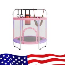 55" Trampoline for Kids with Enclosure, 440Lbs Capacity ASTM Certified-Adjustabl