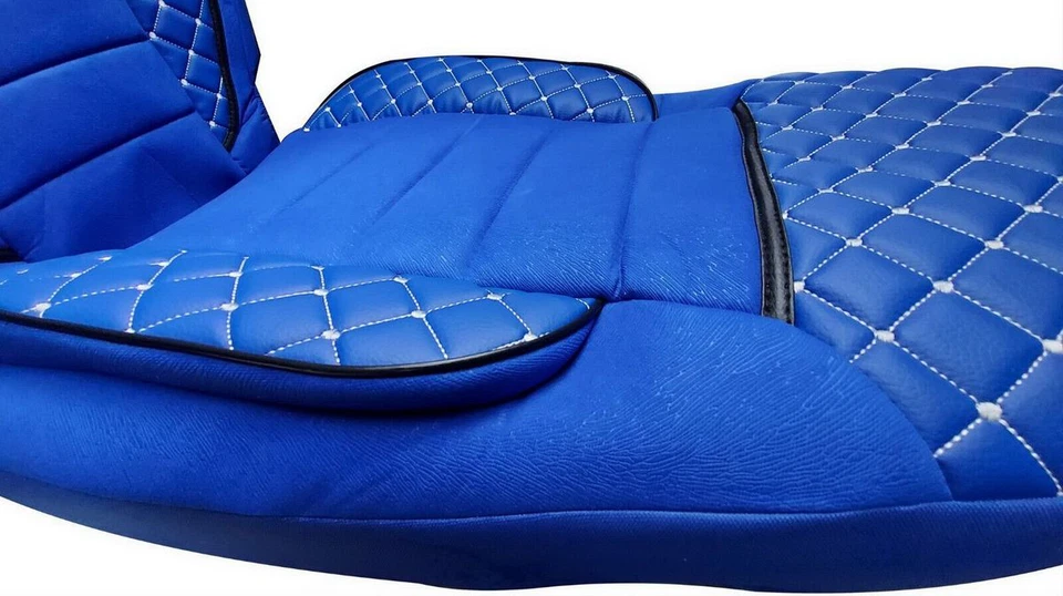 Blau Eco Leder + Wildleder Sitzbezüge für DAF XF 105 Euro 5 2004-13 Truck - Bild 4 von 4
