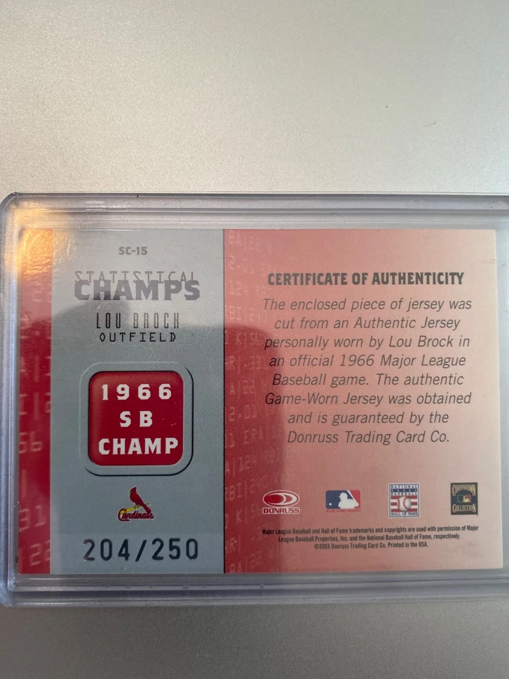 🔥2003 Donruss Champions /250 Lou Brock #SC-15 HOF GREAT - Image 2 of 4