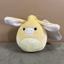 Original Squishmallows Gavyn Yellow Donkey Easter Clip Keychain 3" Plush NWT