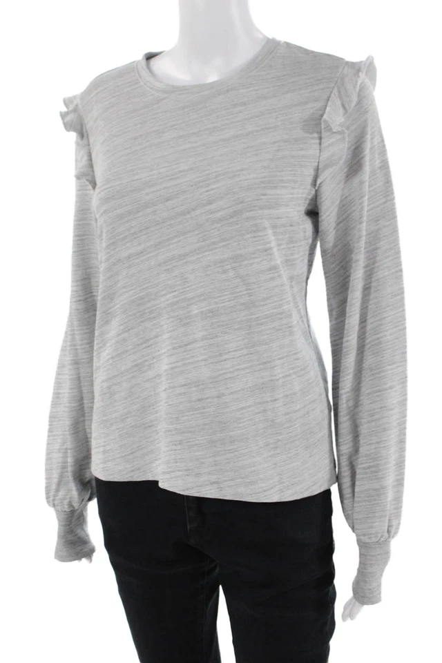 Женский пуловер Lilla P из хлопковой смеси с оборками и деталями толстовка топ серый размер S - Изображение 2 из 4