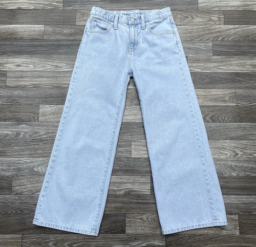 Old Navy Girls High Rise Baggy Wide Leg Jeans Sz 12 Adjustable Waist 25x25