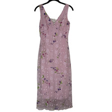 Ruby Rox Dress Size Medium Pink Floral Y2K Sheer Babydoll Romantic Fairy