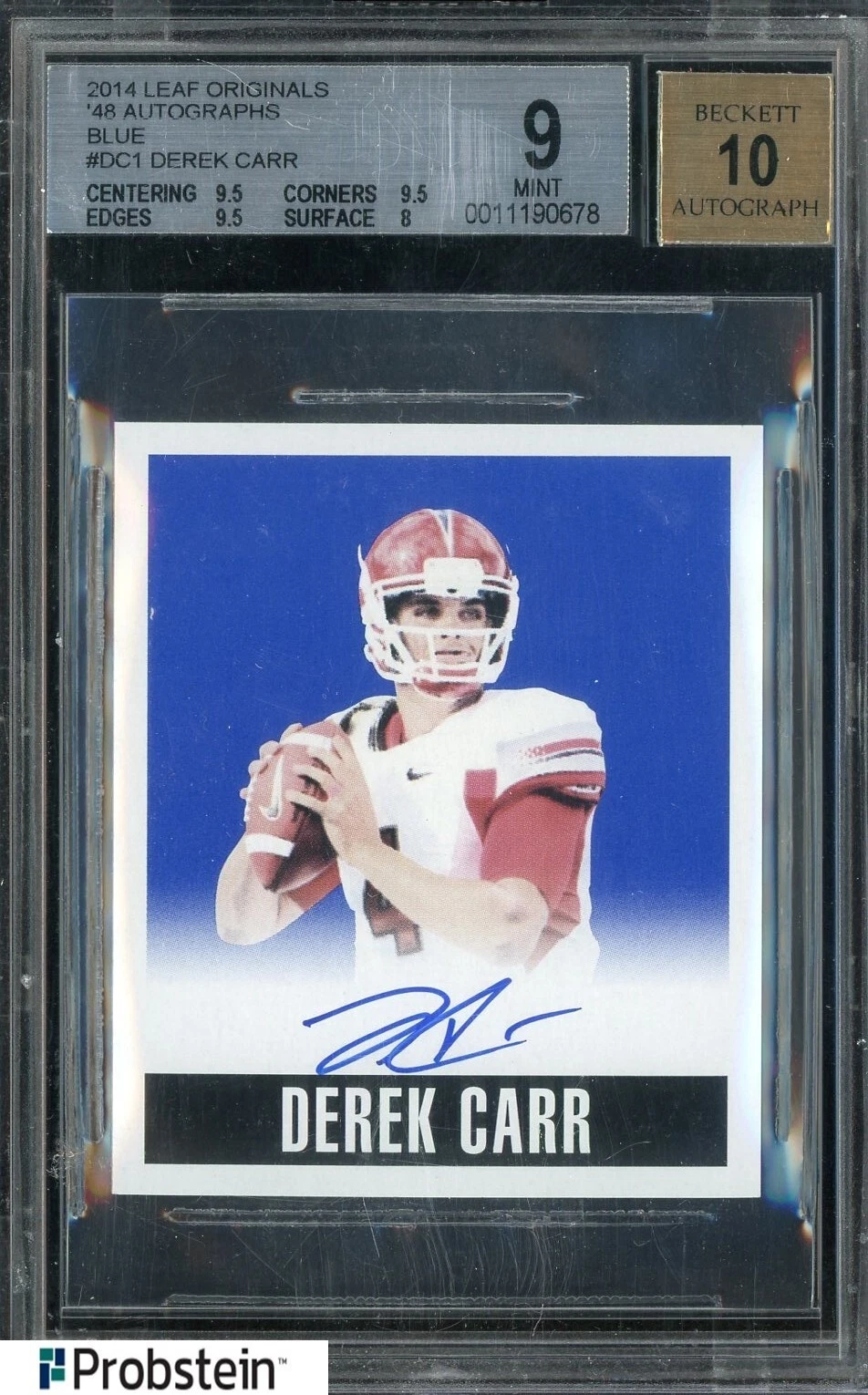 Derek Carr Leaf Originals Autograph #DC1 Blue