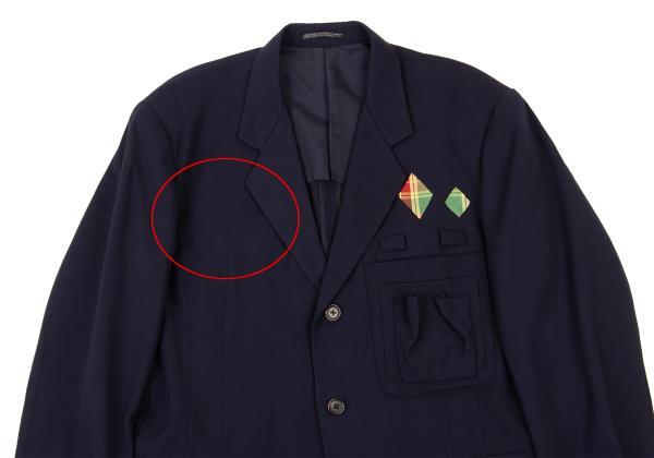 ジャケット・アウター Yohji Yamamoto Pour Homme Wool Jacket Yohji Yamamoto POUR HOMME Wool Gaba Diamond Check Patch