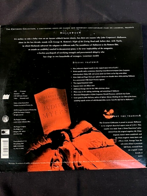 映画 HALLOWEEN ワイドスクリーン LD レーザーディスク John Carpenter's HALLOWEEN-1978 (Criterion Collection 2