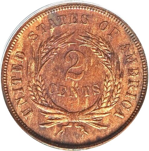 1867 2c Two Cents - ANACS AU55 Details - Doubled Die Obverse DDO FS-101 - Picture 4 of 4