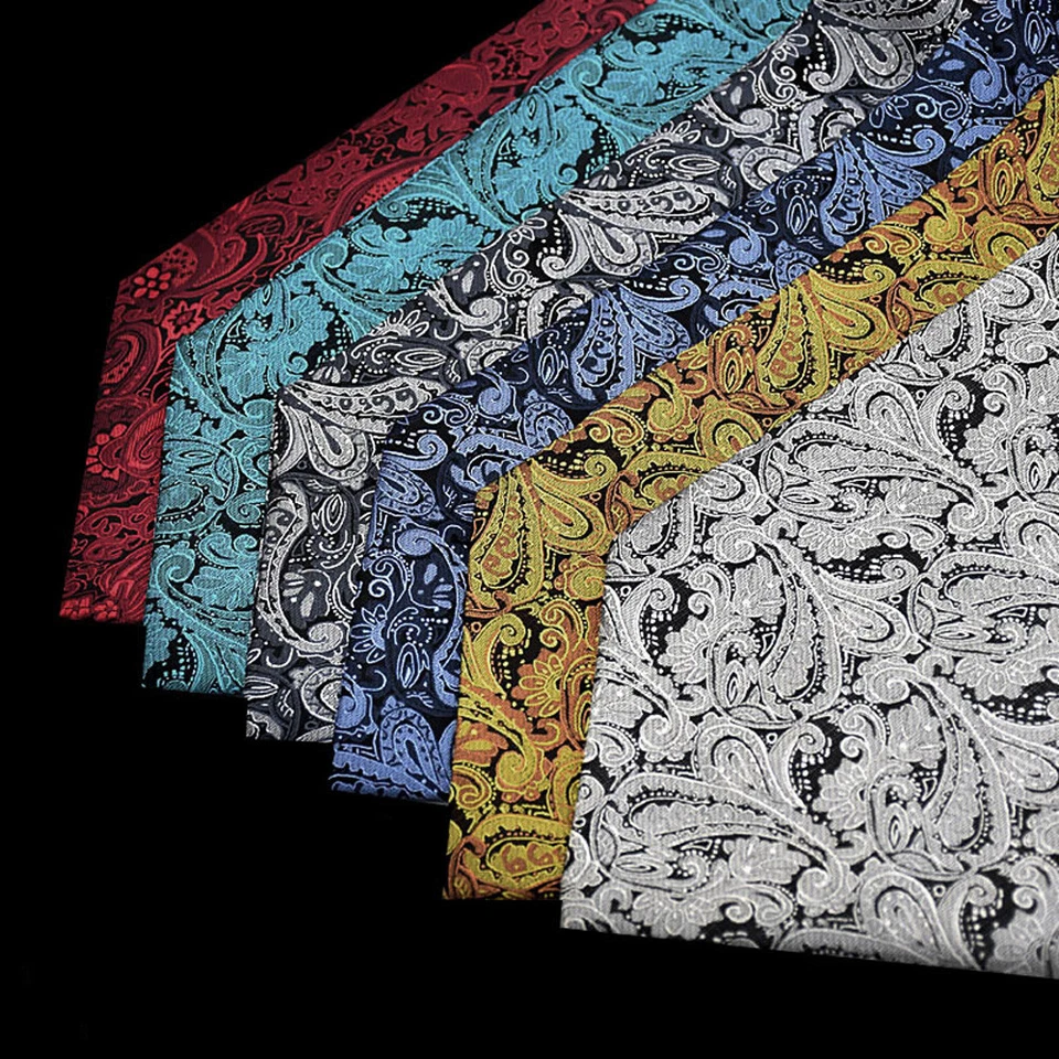 Corbata formal con patrón de jacquard de cachemira bufandas de corbata Ascot para hombre Foto 2 de 3