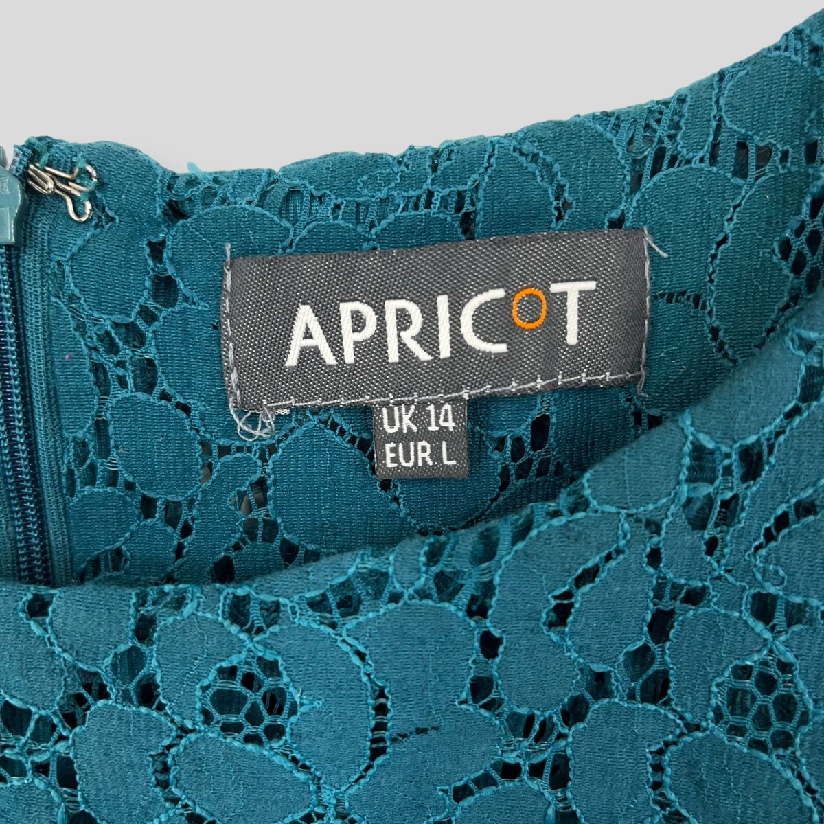 Apricot top teal dress