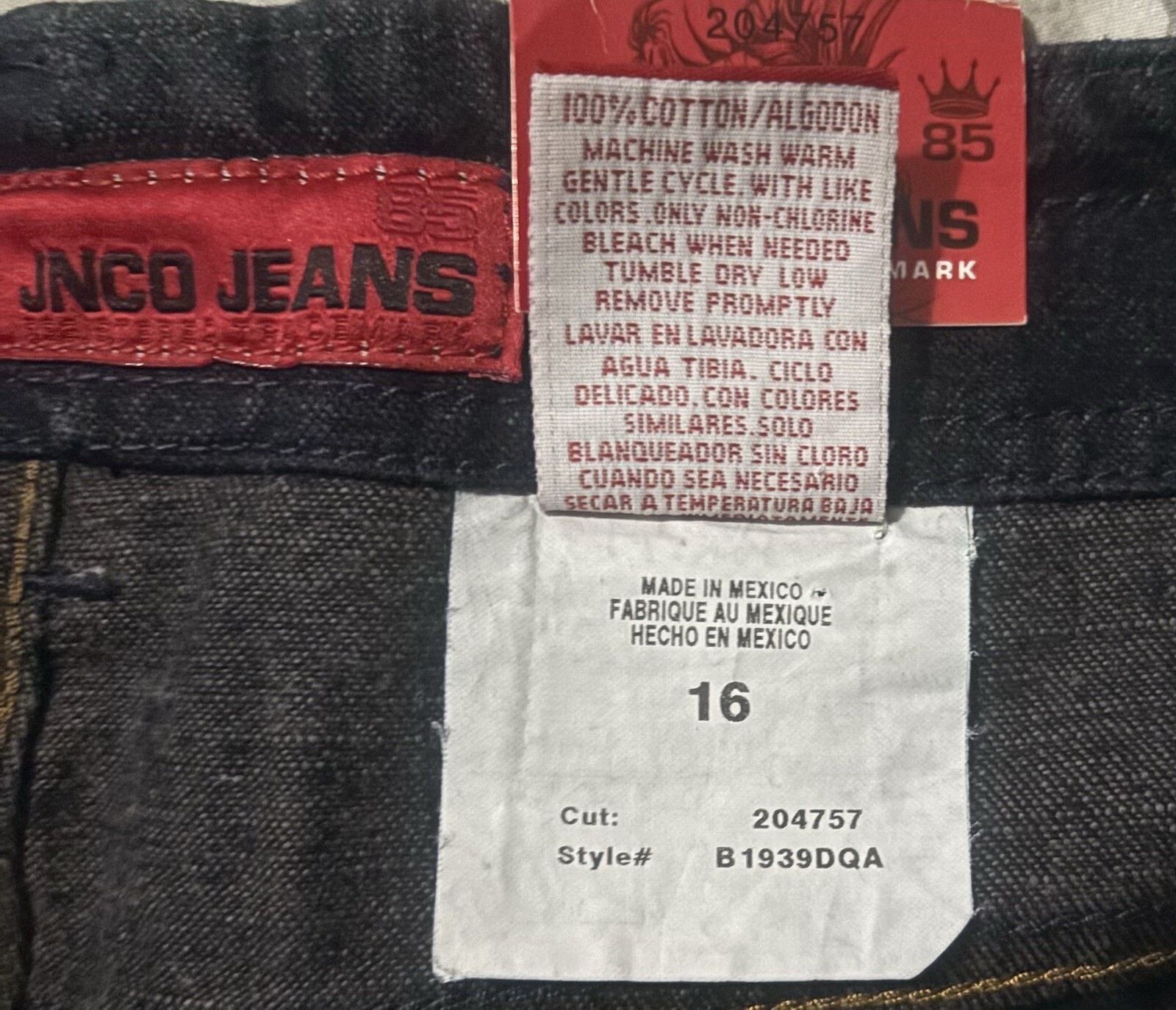 Vintage Y2K JNCO Jeans Tiger Blue Baggy Size 16 NEW NWT