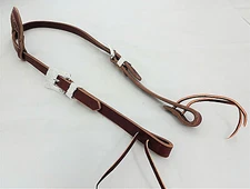 Sliding Ear Headstall Chestnut Bridle Leather Floral Buckles Water Ties Horse Nw