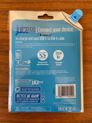 Juice C Charge & Sync Cable USB-A to USB-C Universal 3Amp Output - 第 3/7 張圖片