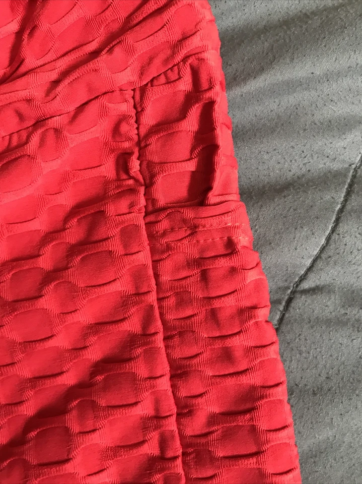 Pantalones de Yoga Levantamiento de Glúteos Leggings Bolsillos de Entrenamiento Acanalados Texturizados Rojo Talla Juniors XL Foto 3 de 4