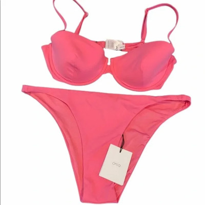 NWT Onia Pink Bikini Set Dalia Top Ashley Bottom size X-Large Beach Vacation