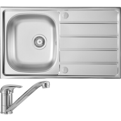 Maine Wendbare Edelstahl Kompakt Küchenspüle & Abfluss & Wasserhahn