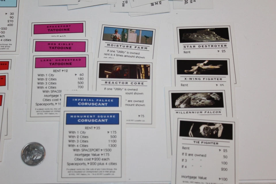 Star Wars Monopoly Board Game Classic Trilogy Edition 1997 Property Chance cards - Image 4 of 4