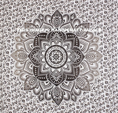 Indian Ombre Mandala King Size Bedsheet Cotton Hippie Bed Cover Set Washable - Picture 2 of 4