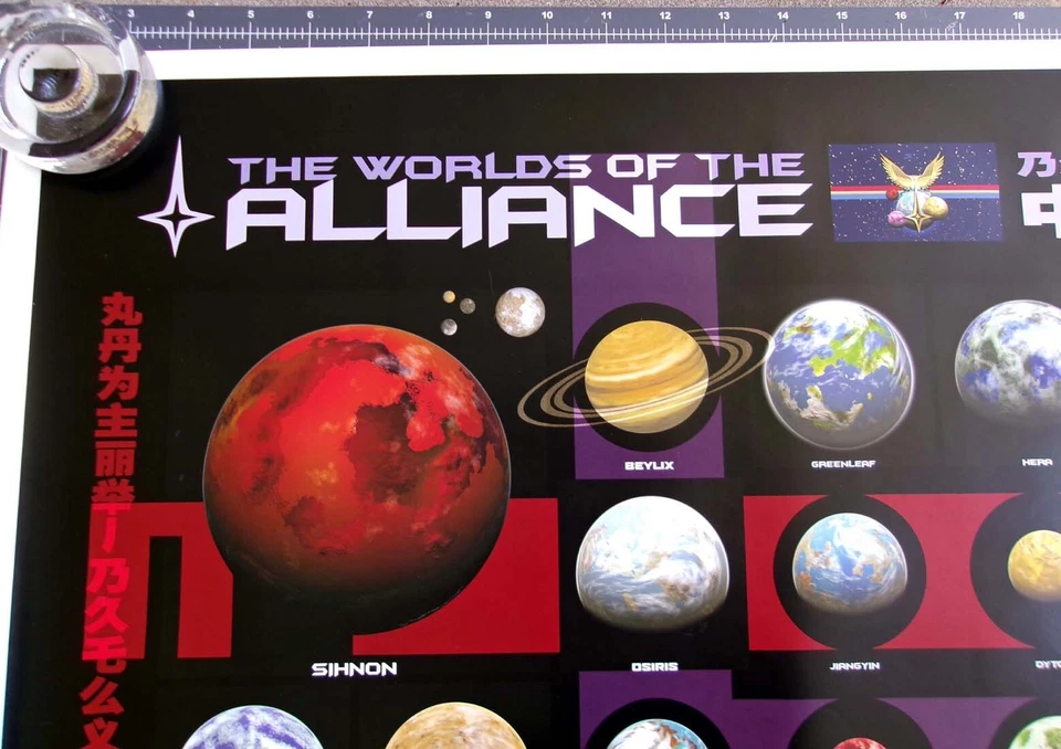 Póster artístico firmado por Serenity Worlds of the Alliance Quantum Mechanix QMX Firefly Foto 2 de 4