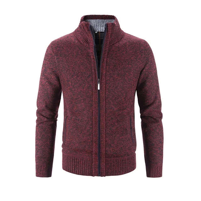 MEN FASHION Casual Cardigan Zipper Jacket Slim Fit Knitted Thick Sweater Coat