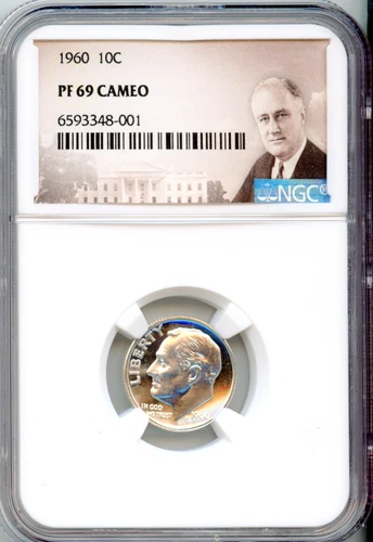 NGC - Roosevelt Dime - 10c - 1960 - PF-69-CA - Cameo