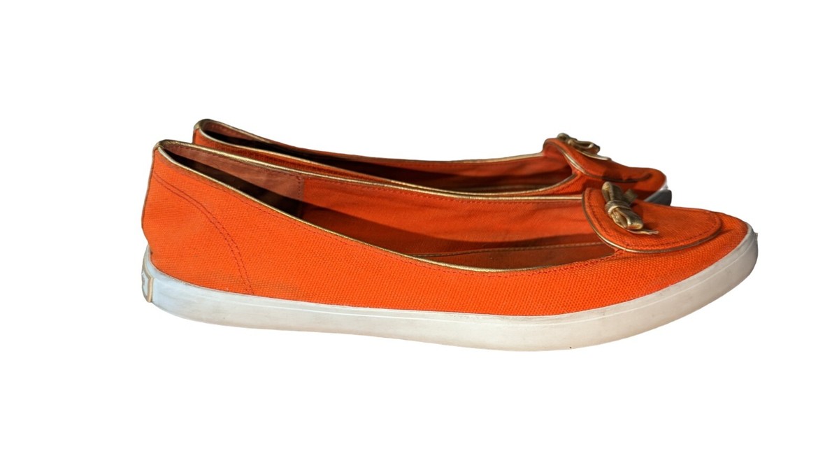 TORY BURCH 145612200 関税送料込 Tory Burch women Dakota Shoes Flats Sneakers Canvas Orange