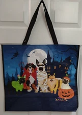 Halloween Dogs In Costume Haunted House Reusable Shopping Bag Eco Friendly Tote